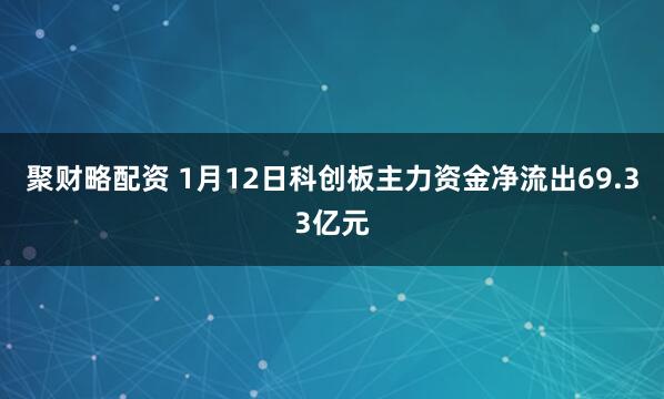 聚财略配资 1月12日科创板主力资金净流出69.33亿元