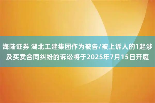 海陆证券 湖北工建集团作为被告/被上诉人的1起涉及买卖合同纠纷的诉讼将于2025年7月15日开庭