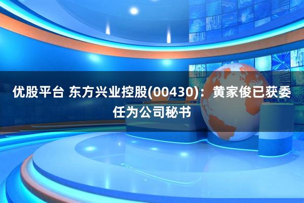 优股平台 东方兴业控股(00430)：黄家俊已获委任为公司秘书